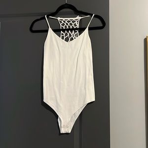 Abercrombie & fitch size small white bodysuit with straps in the back